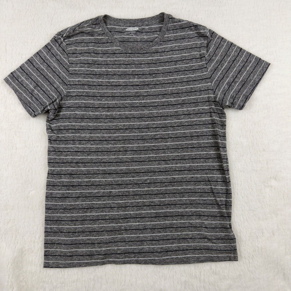 Old Navy Mens Soft Washed Striped Crewneck T-Shirt Grey Heather S 691665-03
